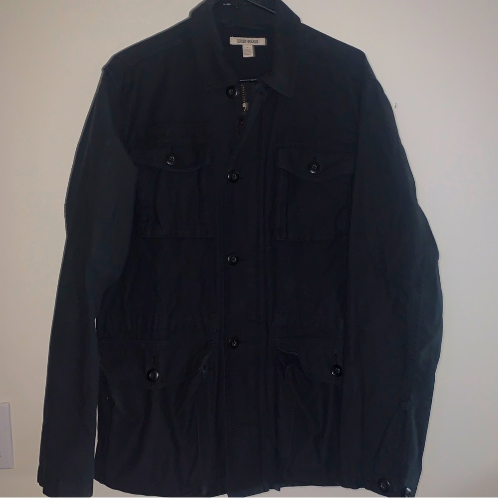 Goodthreads Men's Natural Barncoat Button Jacket Pockets Black Size Medium